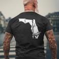 ヘラジカ狩り フロリダの地図 森のアート ハンター メンズTシャツ バックプリント 高齢者への贈り物
