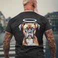ボクサー 犬 天使 メンズTシャツ バックプリント 高齢者への贈り物