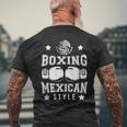 ボクシング メキシカンスタイル ボクサー ファイター ボクシンググローブ メキシコ国旗 メンズTシャツ バックプリント 高齢者への贈り物
