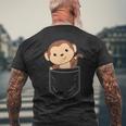 ポケットに入った猿 胸ポケットにかわいい猿 かわいい猿 メンズTシャツ バックプリント 高齢者への贈り物