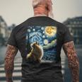 ポメラニアン 犬 イヌアート ゴッホ 星月夜 ポメラニアン 長袖tシャツ メンズTシャツ バックプリント 高齢者への贈り物