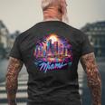 マイアミ シティ メンズ フロリダ 鮮やかな カラフル お土産 マイアミ メンズTシャツ バックプリント 高齢者への贈り物