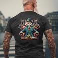 マフィア ボス 猫 葉巻 ギャング ブルドッグ メンズTシャツ バックプリント 高齢者への贈り物