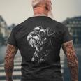 ミニチュアシュナウザー ポートレート 黒と白の犬好き メンズTシャツ バックプリント 高齢者への贈り物