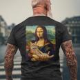 モナリザ 猫とパロディー おもしろアート 絵画 ミーム メンズTシャツ バックプリント 高齢者への贈り物