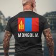 モンゴル モンゴル国旗 メンズTシャツ バックプリント 高齢者への贈り物