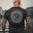 ユーズドドベース音記号F音記号-ベースギター、ダブルベース メンズTシャツ バックプリント 高齢者への贈り物