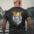 ライオンファンのための王冠を持つライオン メンズTシャツ バックプリント 高齢者への贈り物
