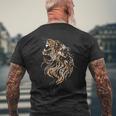 ライオンフェイス クールな動物園 動物 怖いライオンヘッド メンズTシャツ バックプリント 高齢者への贈り物
