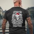 ラブクラフトのサンタとクトゥルフのクリスマス メンズTシャツ バックプリント 高齢者への贈り物