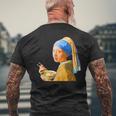 ラーメン 面白いtシャツ おもしろ ネタ フェルメール メンズ 面白い 服 おもしろグッズ グルメ 食べ物 メンズTシャツ バックプリント 高齢者への贈り物