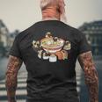 ラーメン寿司パグ犬 メンズTシャツ バックプリント 高齢者への贈り物