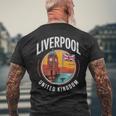 リバプール イギリス 旅行 シティ アドベンチャー メンズTシャツ バックプリント 高齢者への贈り物