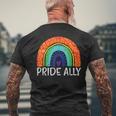 レインボーフラッグ プライド アリー ゲイプライド 月 Lgbtq Ally Lgbt メンズTシャツ バックプリント 高齢者への贈り物