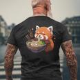 レッサーパンダ ラーメン かわいいレッサーパンダ メンズTシャツ バックプリント 高齢者への贈り物