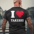 レッドハート I Love Takeshi メンズTシャツ バックプリント 高齢者への贈り物