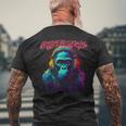 レトロなシンセウェーブパンクゴリラデザイン。 メンズTシャツ バックプリント 高齢者への贈り物