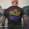 レトロな虹色デザイン 力強いlgbtqプライドメッセージ付き メンズTシャツ バックプリント 高齢者への贈り物