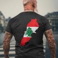 レバノン国旗 地図 ベイルート 杉の木 レバノン ヘリテージデザイン メンズTシャツ バックプリント 高齢者への贈り物
