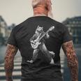 ロックンロールとギターのロッキングウルフ ヴィンテージ Rock Music メンズTシャツ バックプリント 高齢者への贈り物