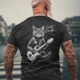 ロック・キャット I ギターを弾く猫 メンズTシャツ バックプリント 高齢者への贈り物