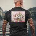 ヴィンセント・ファン・ゴッホ作 パステルヴィンテージローズ 美しい絵画 メンズTシャツ バックプリント 高齢者への贈り物