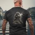 ヴィンテージ スモーキングプードル ファニー 犬 父の日 メンズTシャツ バックプリント 高齢者への贈り物