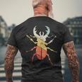 ヴィンテージレトロ カブトムシと昆虫昆虫学者ギフト カブトムシ メンズTシャツ バックプリント 高齢者への贈り物