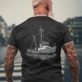 ヴィンテージ漁船 海 レトロ 船 漁師 イラスト メンズTシャツ バックプリント 高齢者への贈り物