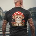 ヴィンテージ猫とキノコの帽子かわいいコテージコア美学 メンズTシャツ バックプリント 高齢者への贈り物
