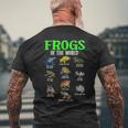 世界のカエル カエル種 生物学 自然 メンズTシャツ バックプリント 高齢者への贈り物