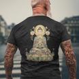 仏像 ヨガ 仏教 禅 瞑想 メンズTシャツ バックプリント 高齢者への贈り物
