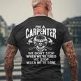 俺たちはやめない 終わるまで 木工魂 スカル職人 メンズTシャツ バックプリント 高齢者への贈り物