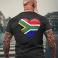 南アフリカ ハート 南アフリカお土産 南アフリカ国旗 メンズTシャツ バックプリント 高齢者への贈り物