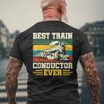 史上最高の電車の車掌 Conductor Railroad メンズTシャツ バックプリント 高齢者への贈り物