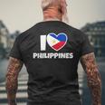 国旗とハートのアイ・ラブ・フィリピン メンズTシャツ バックプリント 高齢者への贈り物