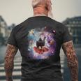 宇宙猫乗馬ユニコーン ラマ ベーコン&タコス メンズTシャツ バックプリント 高齢者への贈り物