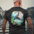 恐竜 ライディング イルカ レインボー イルカ メンズTシャツ バックプリント 高齢者への贈り物