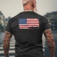 愛国的なクリスタルアイ ナマズフィッシュ アメリカ国旗 ビンテージ メンズTシャツ バックプリント 高齢者への贈り物