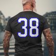 数字 38 Thirty Eight スポーツジャージ ホワイト ブルー 誕生日年齢 メンズTシャツ バックプリント 高齢者への贈り物