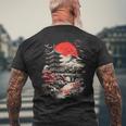 日本塔 富士山 桜 風景 ヴィンテージ メンズTシャツ バックプリント 高齢者への贈り物