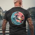 最高のサーフグラフィック アメリカ国旗 サーフィン サーフボード バケーション メンズTシャツ バックプリント 高齢者への贈り物