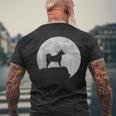 月と犬のシルエット-柴犬 メンズTシャツ バックプリント 高齢者への贈り物