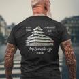 松本城、長野、日本 手描き メンズTシャツ バックプリント 高齢者への贈り物