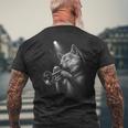 柴犬 トランペット ジャズ 音楽 犬好き メンズTシャツ バックプリント 高齢者への贈り物