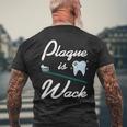 歯垢はダメ 歯の健康ジョークイラスト メンズTシャツ バックプリント 高齢者への贈り物