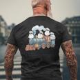 汽車とシマエナガ メンズTシャツ バックプリント 高齢者への贈り物