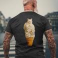 猫 アイスクリーム かわいい ペット 子猫好き 猫 夏 バイブ メンズTシャツ バックプリント 高齢者への贈り物