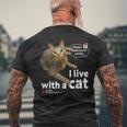猫と暮らしています Cat Uzuraバージョン メンズTシャツ バックプリント 高齢者への贈り物