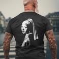 真珠のイヤリング ターバン ヨハネス・フェルメール モノクロの少女 メンズTシャツ バックプリント 高齢者への贈り物